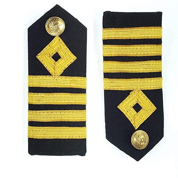Hard Epaulettes | Uniform Accessory | Professional Emblem | Sturdy & Washable 4 Gold Stripe Shoulder Insignia For Merchant Navy Captain | Set 1 - Image 3