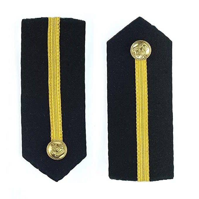 Hard Epaulettes / Uniform Accessory / Professional Emblem / Sturdy & Washable Single Gold Stripe Shoulder Insignia For Merchant Navy Deck Cadet