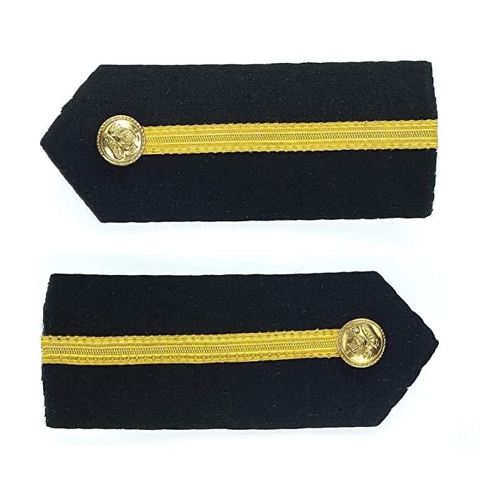 Hard Epaulettes / Uniform Accessory / Professional Emblem / Sturdy & Washable Single Gold Stripe Shoulder Insignia For Merchant Navy Deck Cadet - Image 3