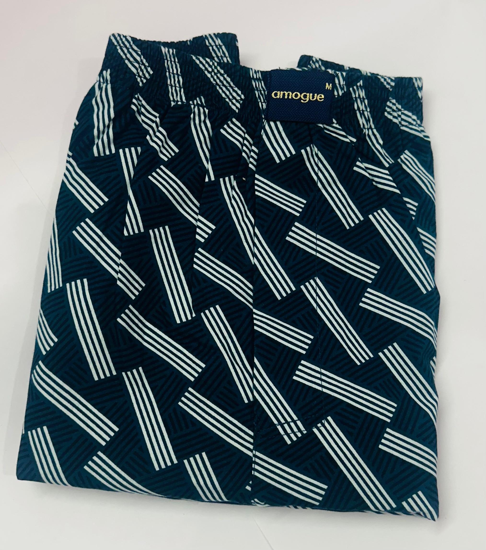 Black Geometric Printed Cotton Boxer For Men - Image 5